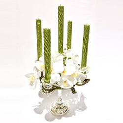 5-Arm Silver Plated Candelabra with Orchids