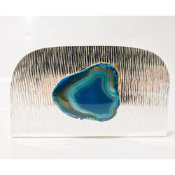 Blue Agate Silver plated  Napkin holder