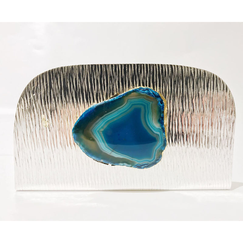 Blue Agate Silver plated  Napkin holder