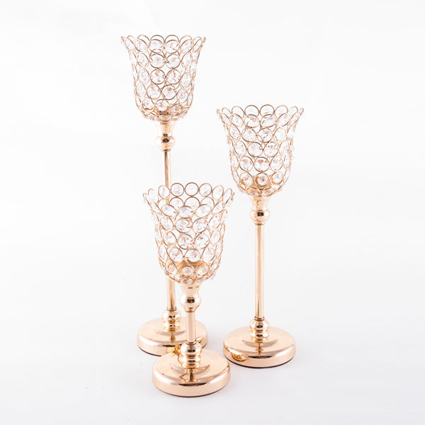 Cup w/ Circle Crystal Candlestand Gold
