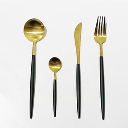 Cutlery in Box - Gold & Black (set of 4)