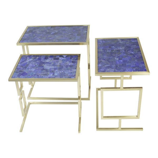 Set of all 3 pieces Lapis Lazuli nesting tables