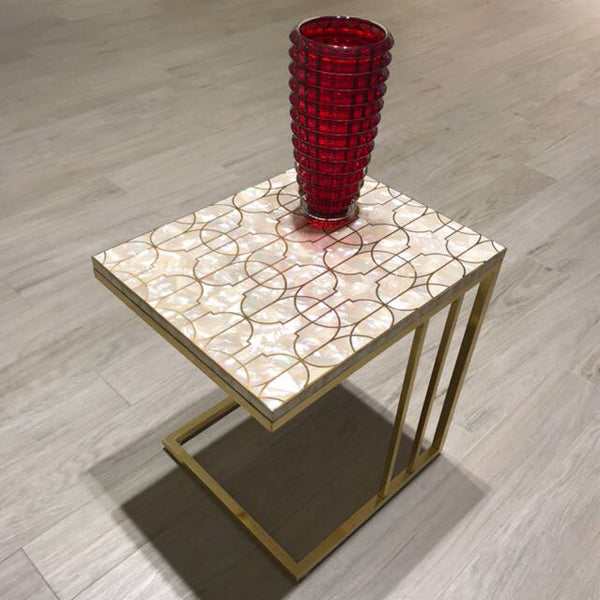 Mother of Pearl Peg Table w/ Gold Legs