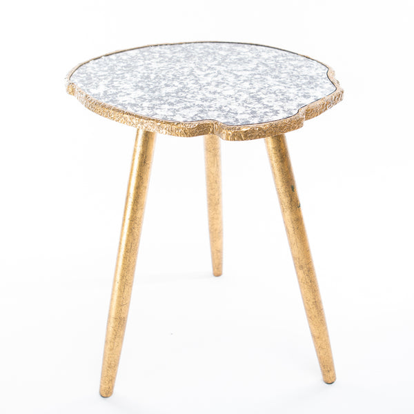 Rustic Mirrored Top Wooden 3 legged table