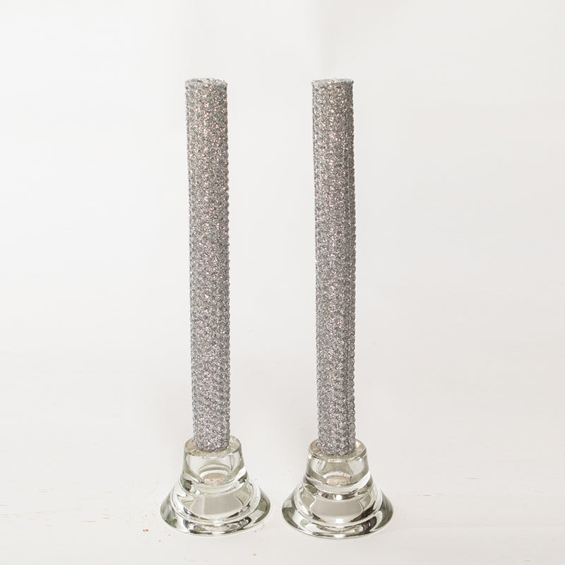 Glitter Candles - Silver