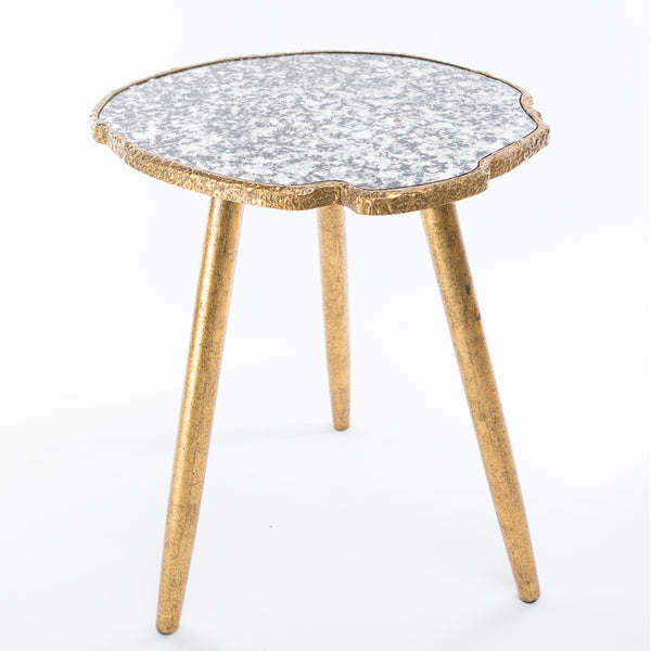 Rustic Mirrored Top Wooden 3 legged table