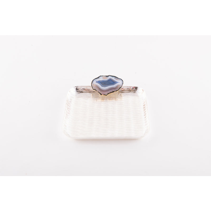 Blue Agate Silver plated Square Tray-small size