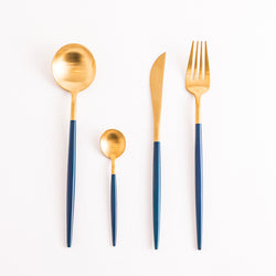 Cutlery in Box - Gold & Blue (set of 4)