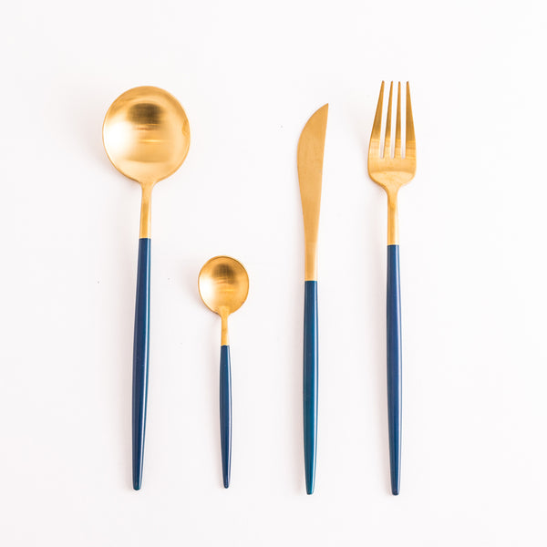 Cutlery in Box - Gold & Blue (set of 4)