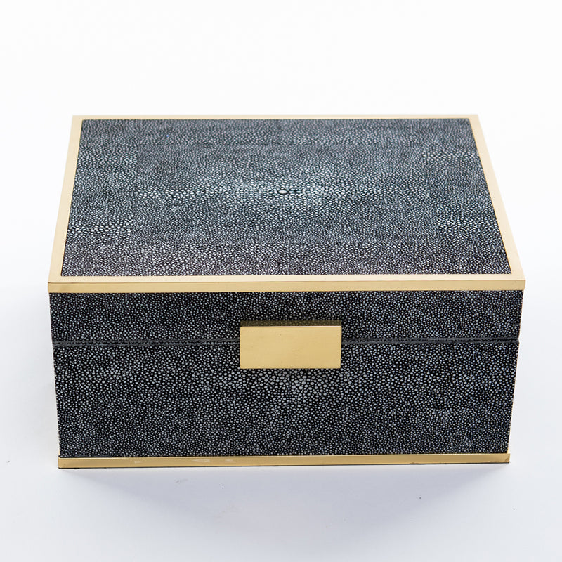Faux Shagreen Classic Box - Charcoal