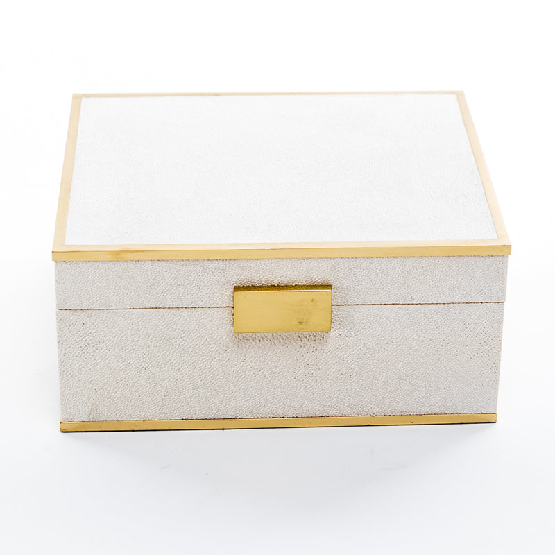 Faux Shagreen Classic Box - White