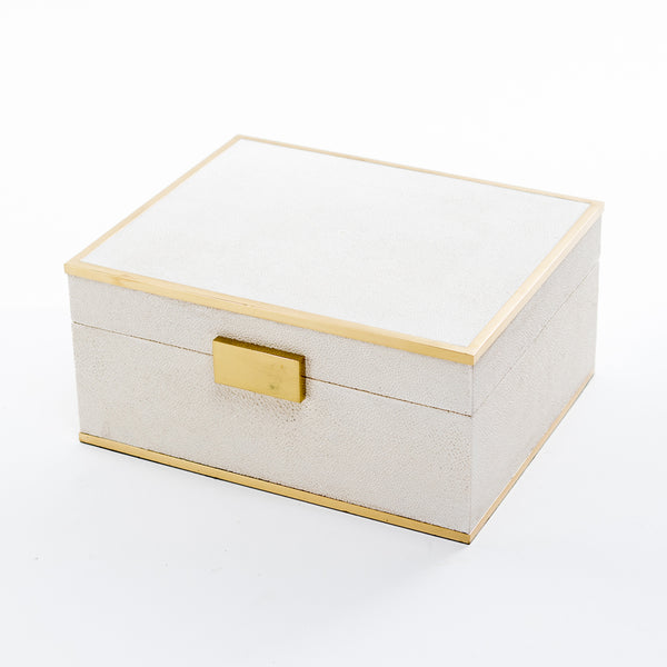 Faux Shagreen Classic Box - White