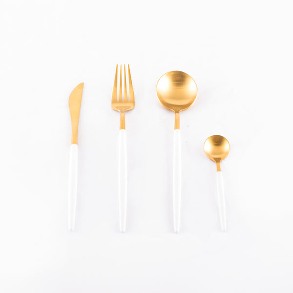 Cutlery in Box - Gold & White (set of 4)