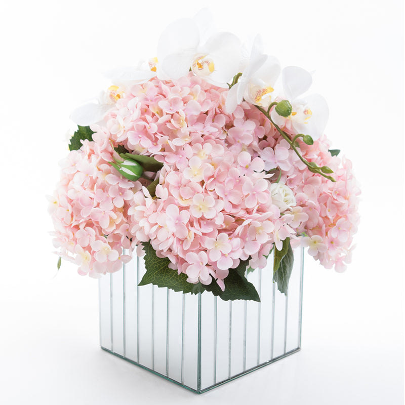 Flowers on Large Mirror Pedestals - Pastel Pink