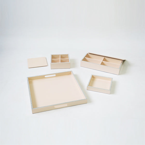 Stationary Set of 4 Combo Trays & Boxes Peach