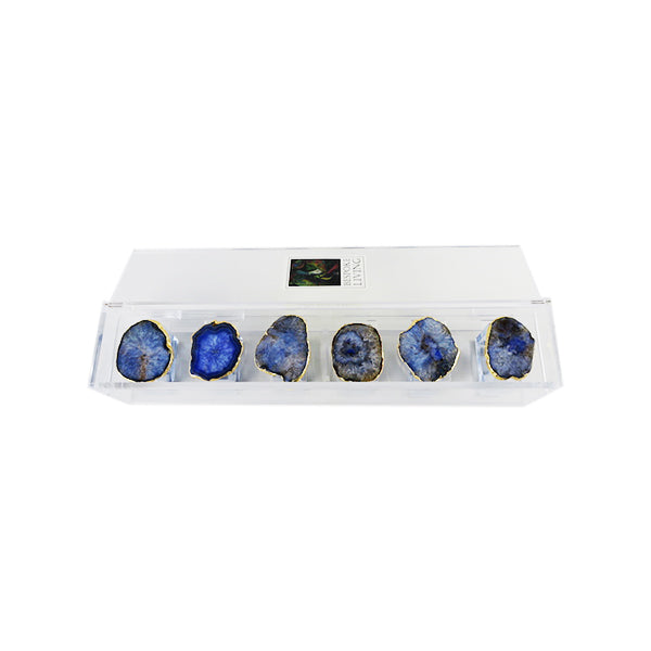 Acrylic Napkin Ring Box (set of 6) - Blue