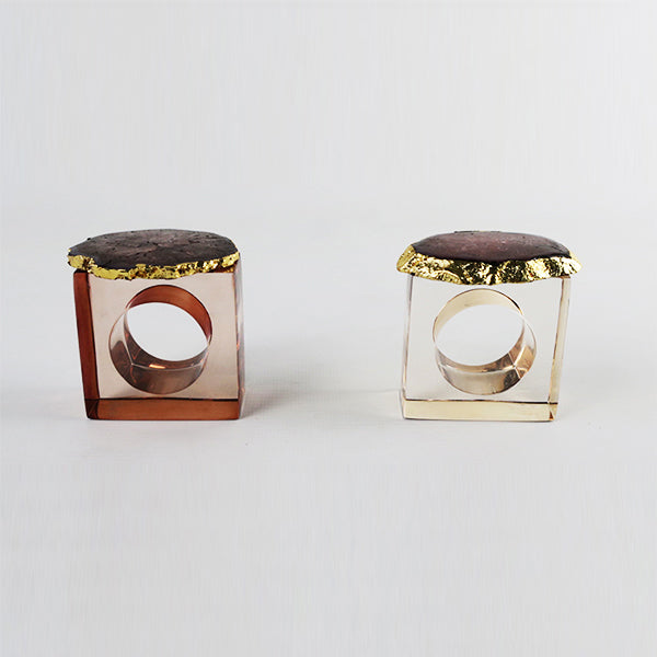 Acrylic Napkin Ring Box (set of 6) - Brown