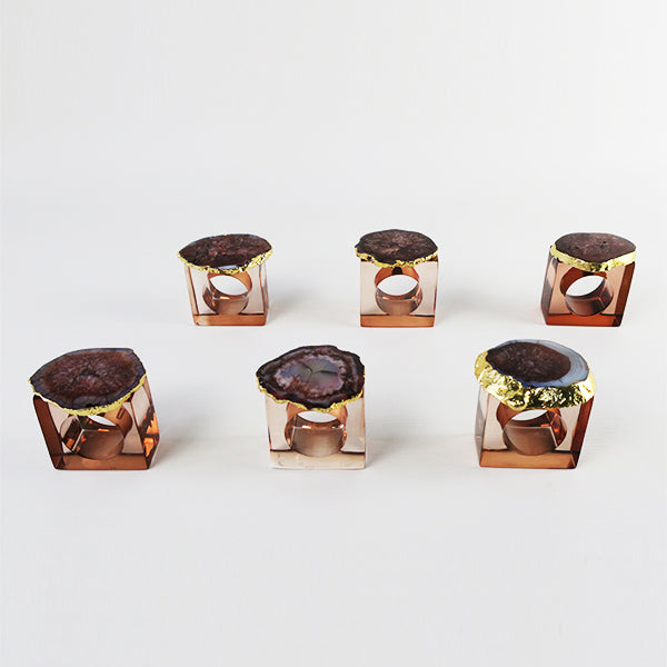 Acrylic Napkin Ring Box (set of 6) - Brown