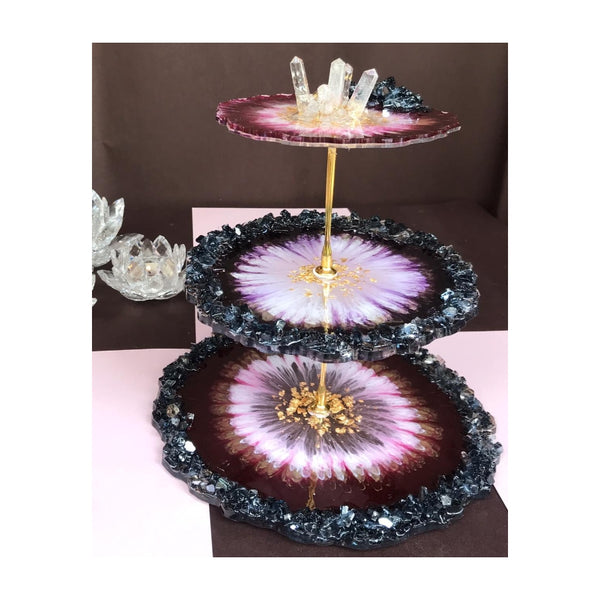 Resin 3 Tier Dessert Stand with crystal PURPLE