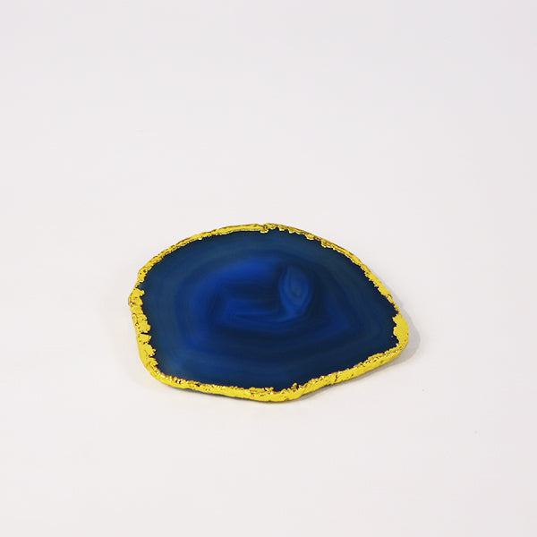 Blue Agate Coaster w/ gold rim (set of 4)