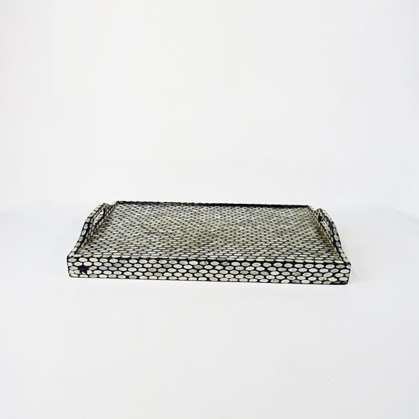 Capiz Bed & Breakfast Folding Trayble-Oval Black Silver