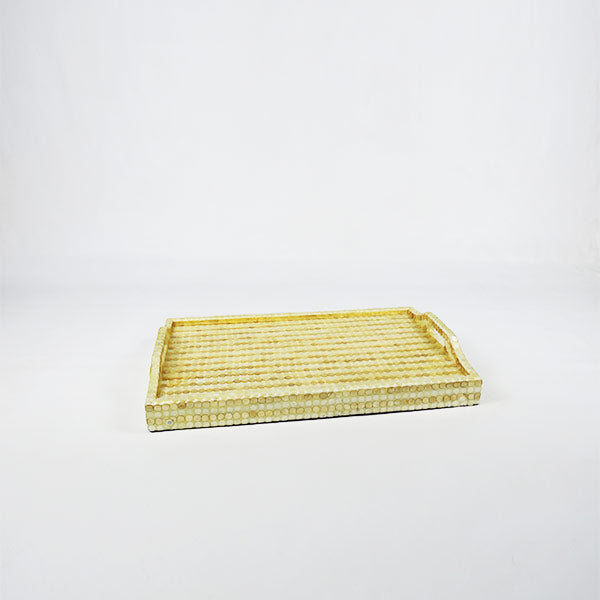 Capiz Bed & Breakfast Folding Trayble - Round Gold White