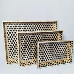 Capiz Rectangular Trays - Hexagon Black