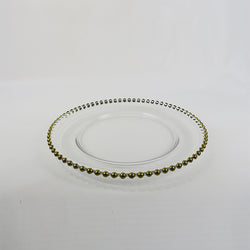 Clear Glass Plate w/Gold stud ball rim