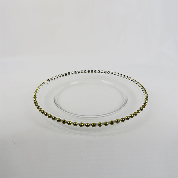 Clear Glass Plate w/Gold stud ball rim