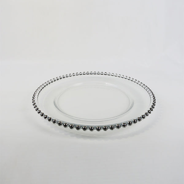 Clear Glass Plate w/Silver stud ball rim