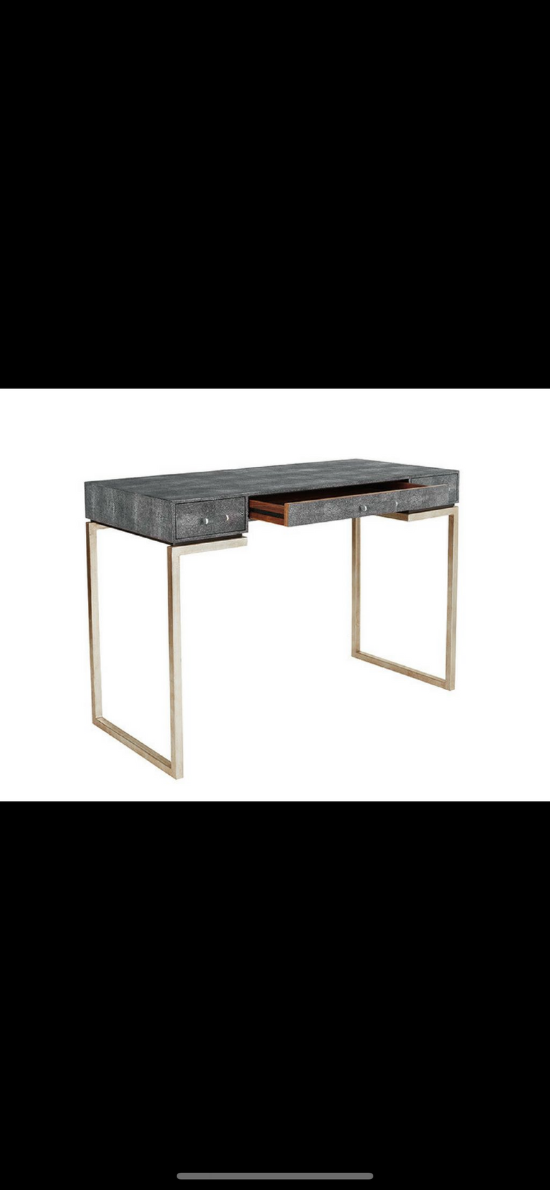 Faux Shagreen Console Table - Charcoal