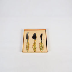 Feather Gold Cheese Knives  (set of 3)