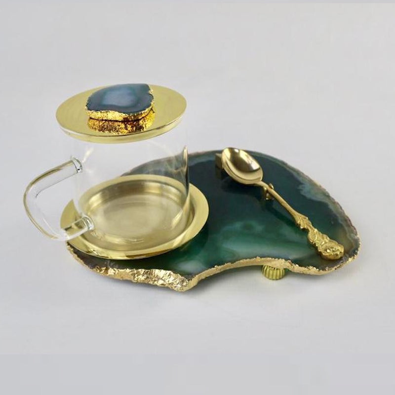 Agate Tea Platter set - Green