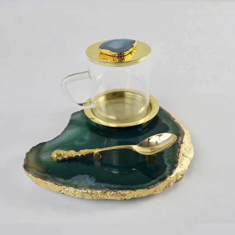 Agate Tea Platter set - Green