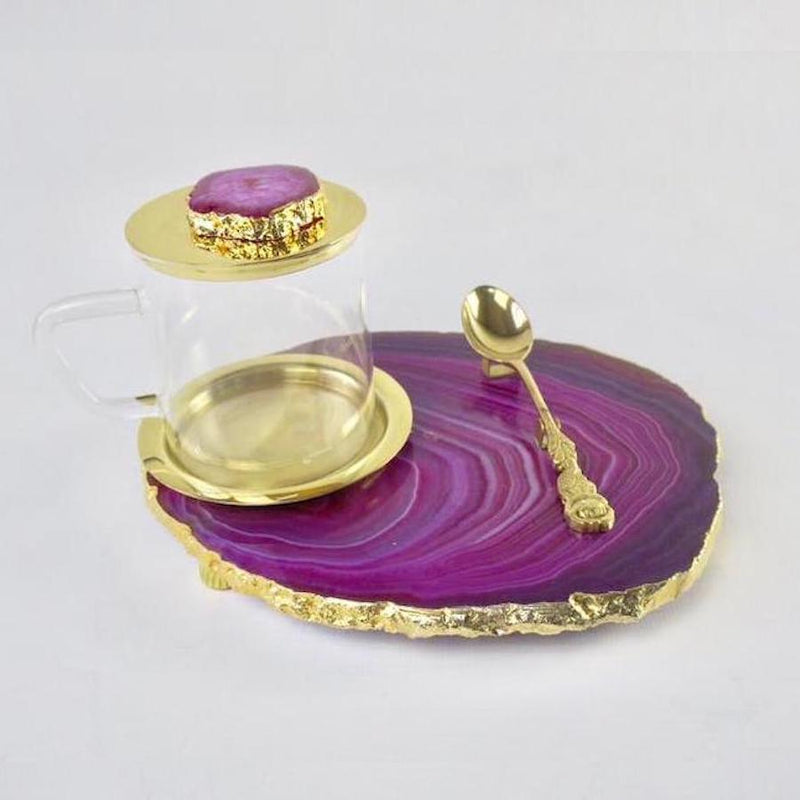 Agate Tea Platter set - Pink